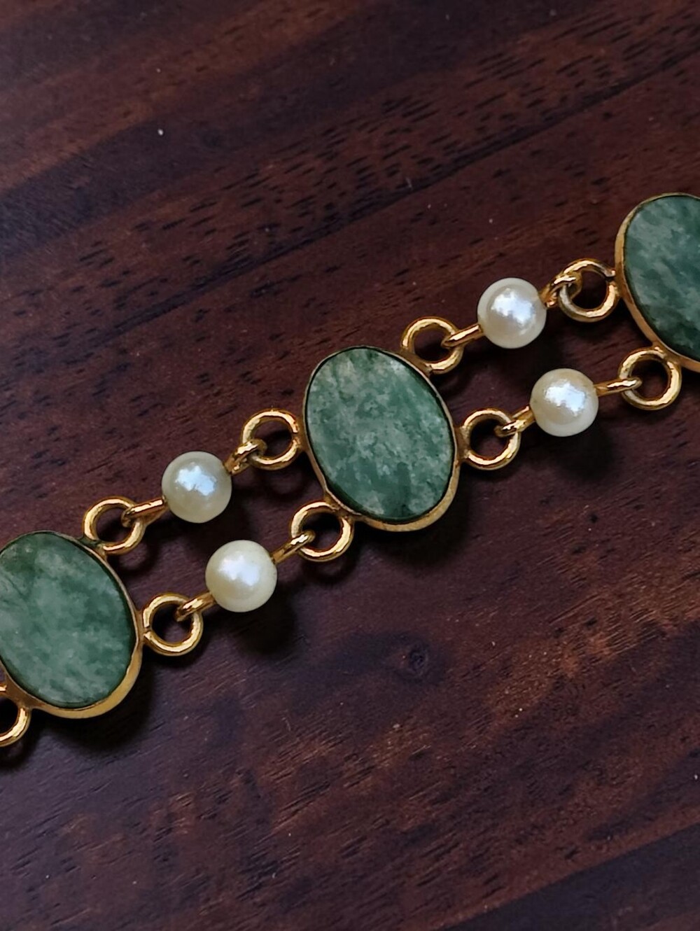 Vintage Jade And Pearl Bracelet